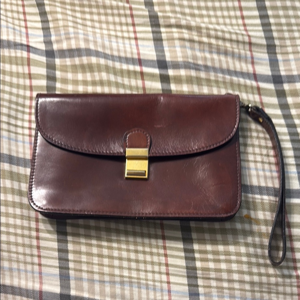 Frost Bros made in Italy Elegant Brown Leather Clutch